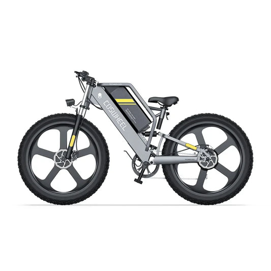 Electric Mountain Bicycle 26", 1500W, 48V/25Ah Removable Battery, 26" x 4.0" Fat Tires, 7-Speed, Front & Rear Full Suspension