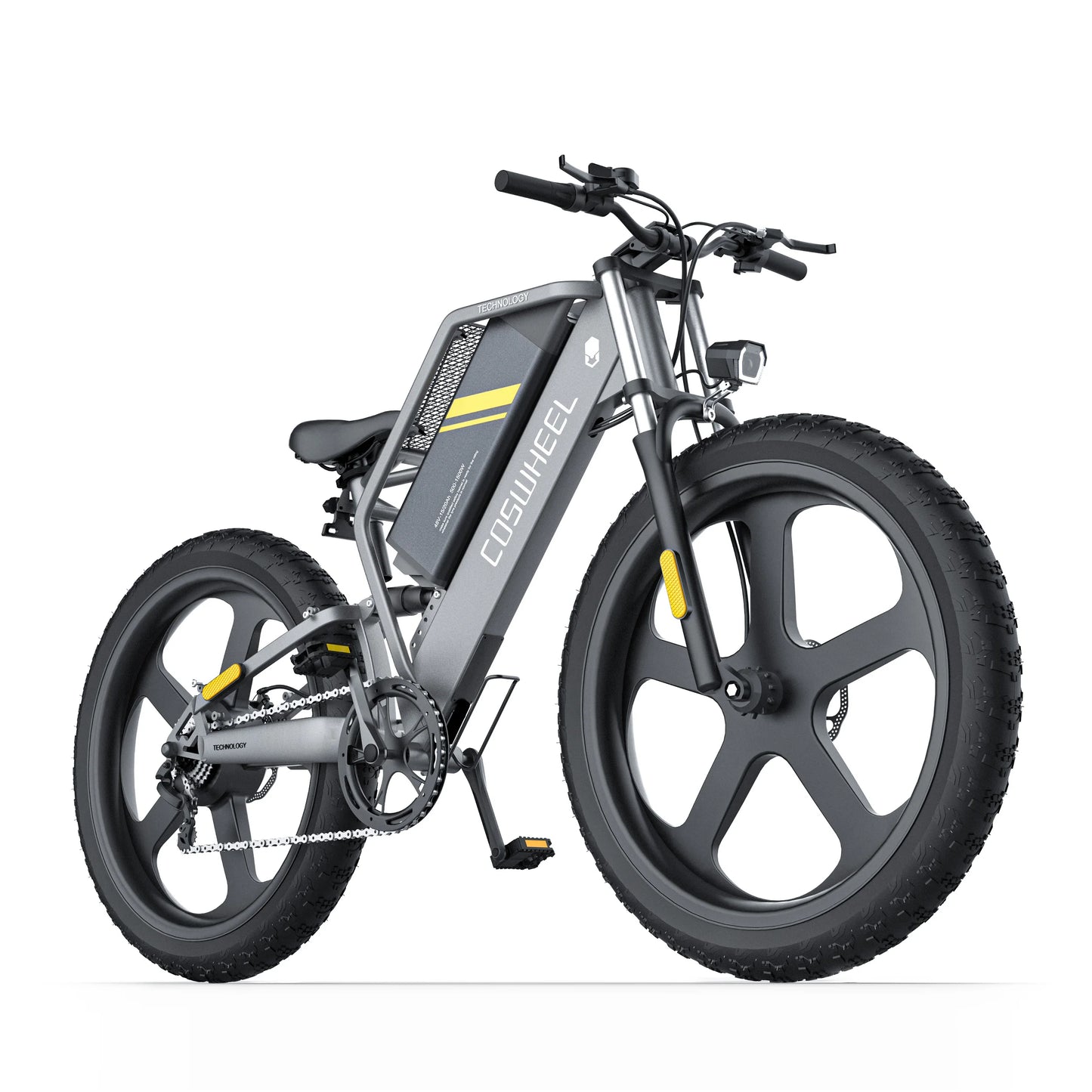 Electric Mountain Bicycle 26", 1500W, 48V/25Ah Removable Battery, 26" x 4.0" Fat Tires, 7-Speed, Front & Rear Full Suspension