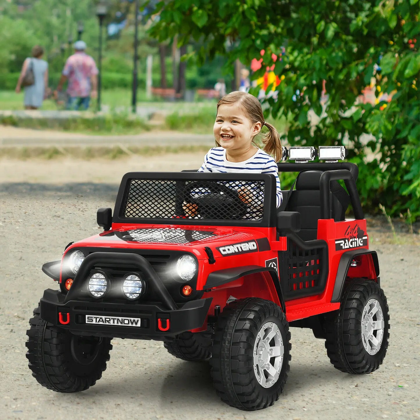 Offroad Jeep Style Electric 12v Kids Ride On with Remote Control, Accelerator Pedal, Media Center, 2 Forward Speeds & Reverse