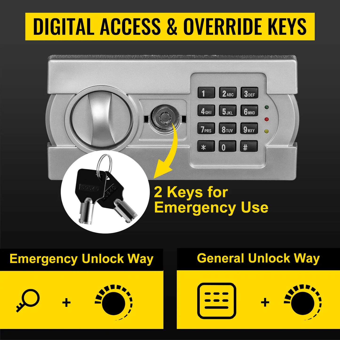 Heavy Duty Steel Double Door Security Box 33" with Two Unlocking Methods, Large Storage Capacity