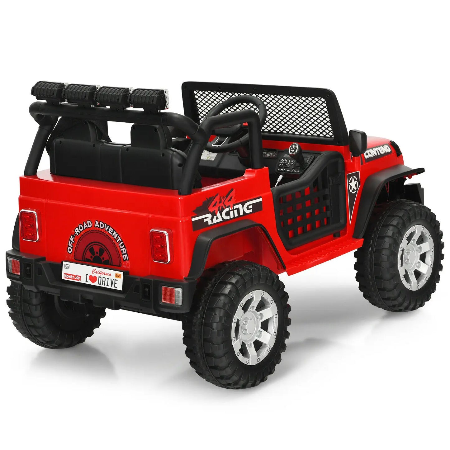 Offroad Jeep Style Electric 12v Kids Ride On with Remote Control, Accelerator Pedal, Media Center, 2 Forward Speeds & Reverse