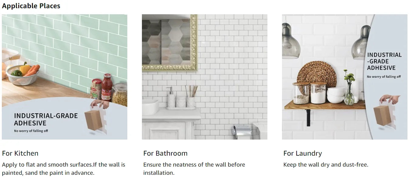 Peel & Stick 3D Wall Tiles, 11.8"x11.8", 10pcs, for Bathroom & Kitchen Backsplashes, 5 Colors