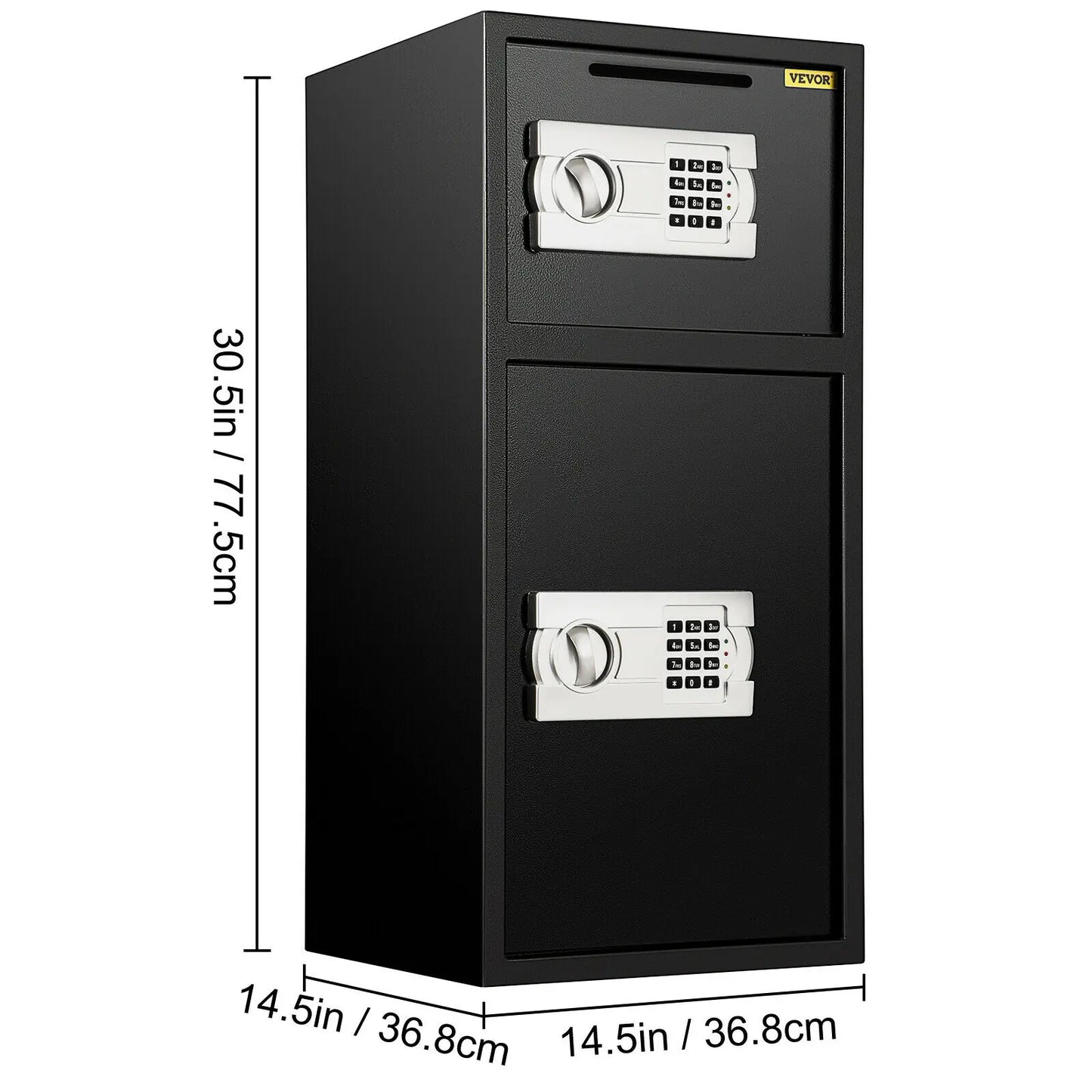 Heavy Duty Steel Double Door Security Box 33" with Two Unlocking Methods, Large Storage Capacity