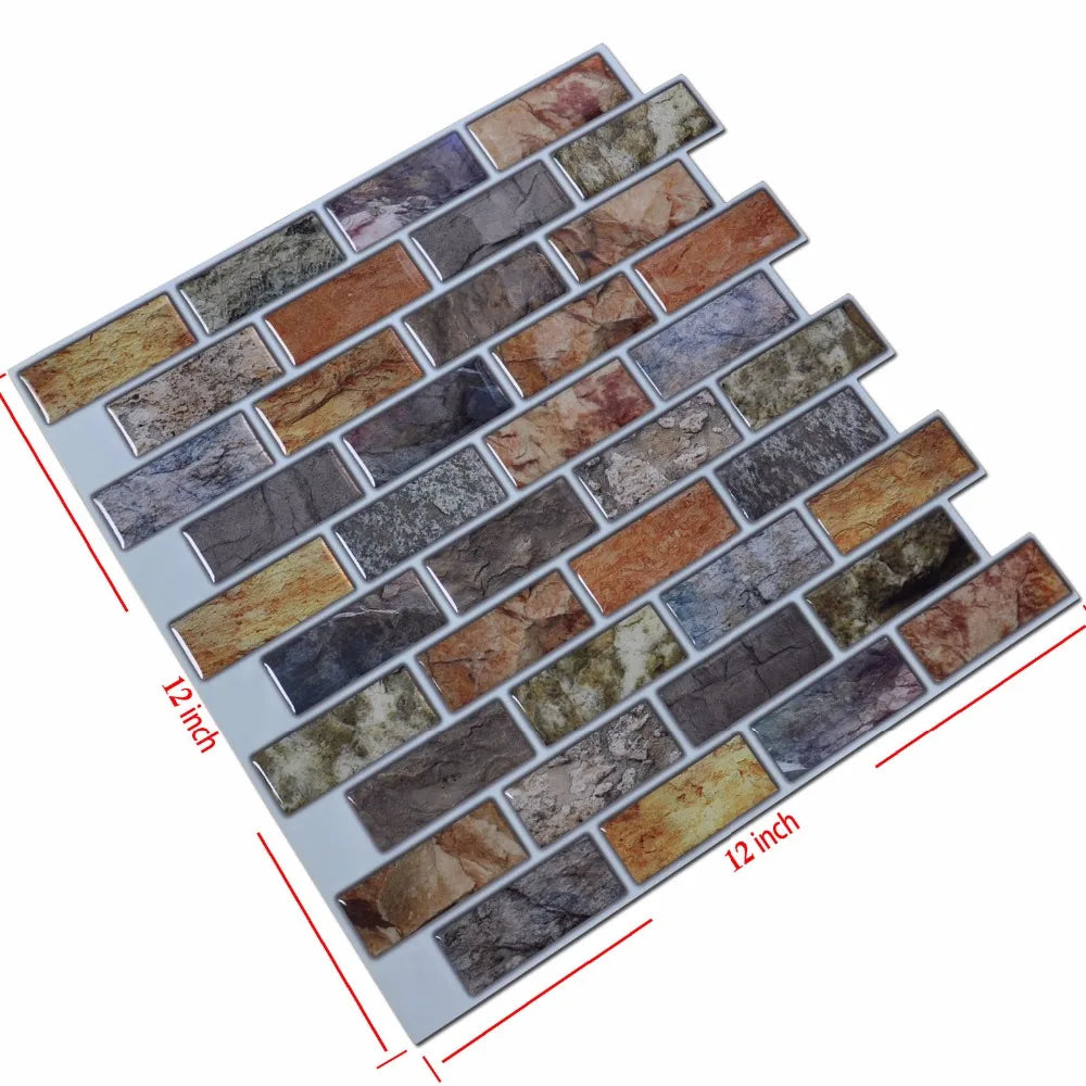 Peel & Stick 3D Wall Tiles, 11.8"x11.8", 6pcs, for Bathroom & Kitchen Backsplashes