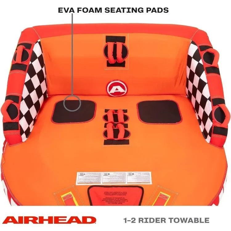 Inflatable Towable Tube, Dual Tow Points, Full Nylon Cover, EVA Foam Seating Pads, Patented Speed Valve for Inflation & Deflation