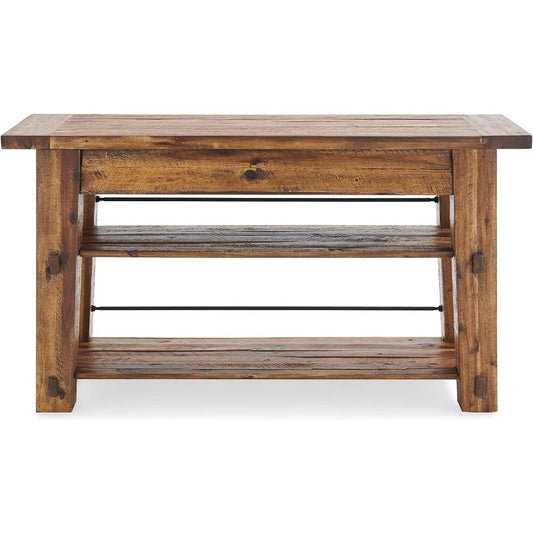 Industrial Wood Console Table 54" with Two Shelves, TV Stand