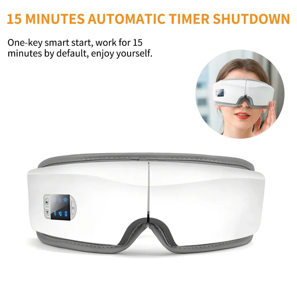 4D Smart Eye Massager, Bluetooth Version, Multi-Frequency Vibration Massage, Migraine Reliever, LCD Display