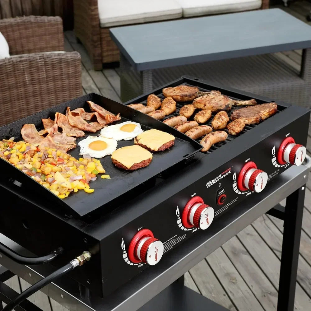 Tabletop Gas Griddle Combo with 4 Independently Controlled Burners, Sure Spark Ignitor & 40000 BTU