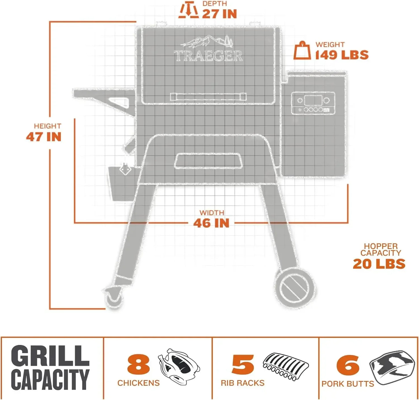 Electric Wood Pellet Grill & Smoker with Wi-Fi & App Connectivity, 650 sq in of Grilling Area & Porcelain Grill Grates