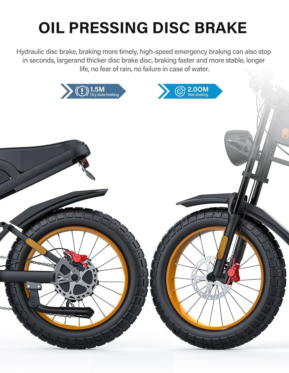 Electric Motorcycle, 20"x4" All-Terrain Fat Tires, Hydraulic Disc Brakes, 1500w  Brushless High-Speed Motor, Headlight