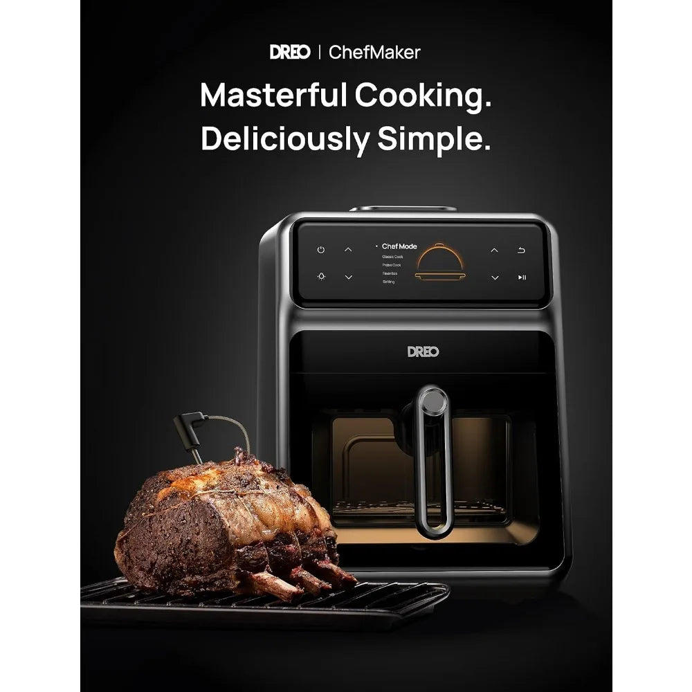 Smart Cooker Air Fryer with Dual Point-Sensing Cook Probe, Water Atomizer, 3 Professional Cooking Modes & Multi-Stage Cooking Technology