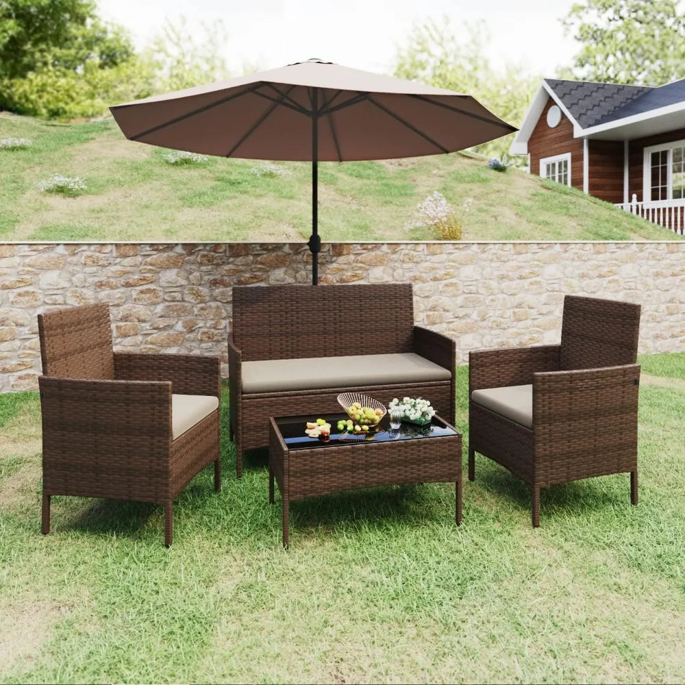 Rattan Wicker Patio Furniture, 4pc & 3pc Conversation Sets, Garden, Backyard, Balcony & Poolside