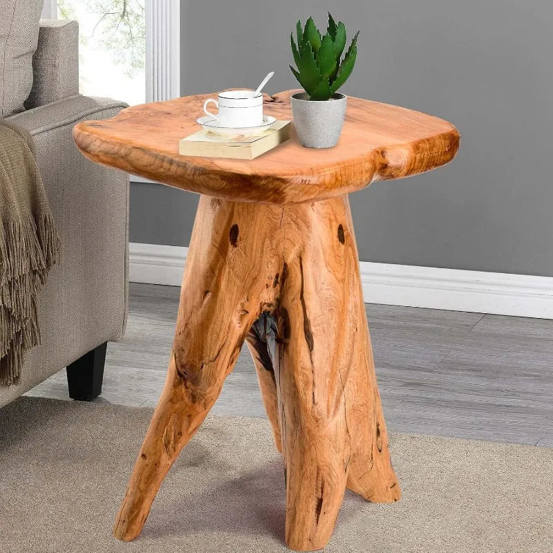 Wood Stump Side Table 18.9" Tall, Freeform Natural Plant Stand for Garden, Yard, Living Room or Bedroom