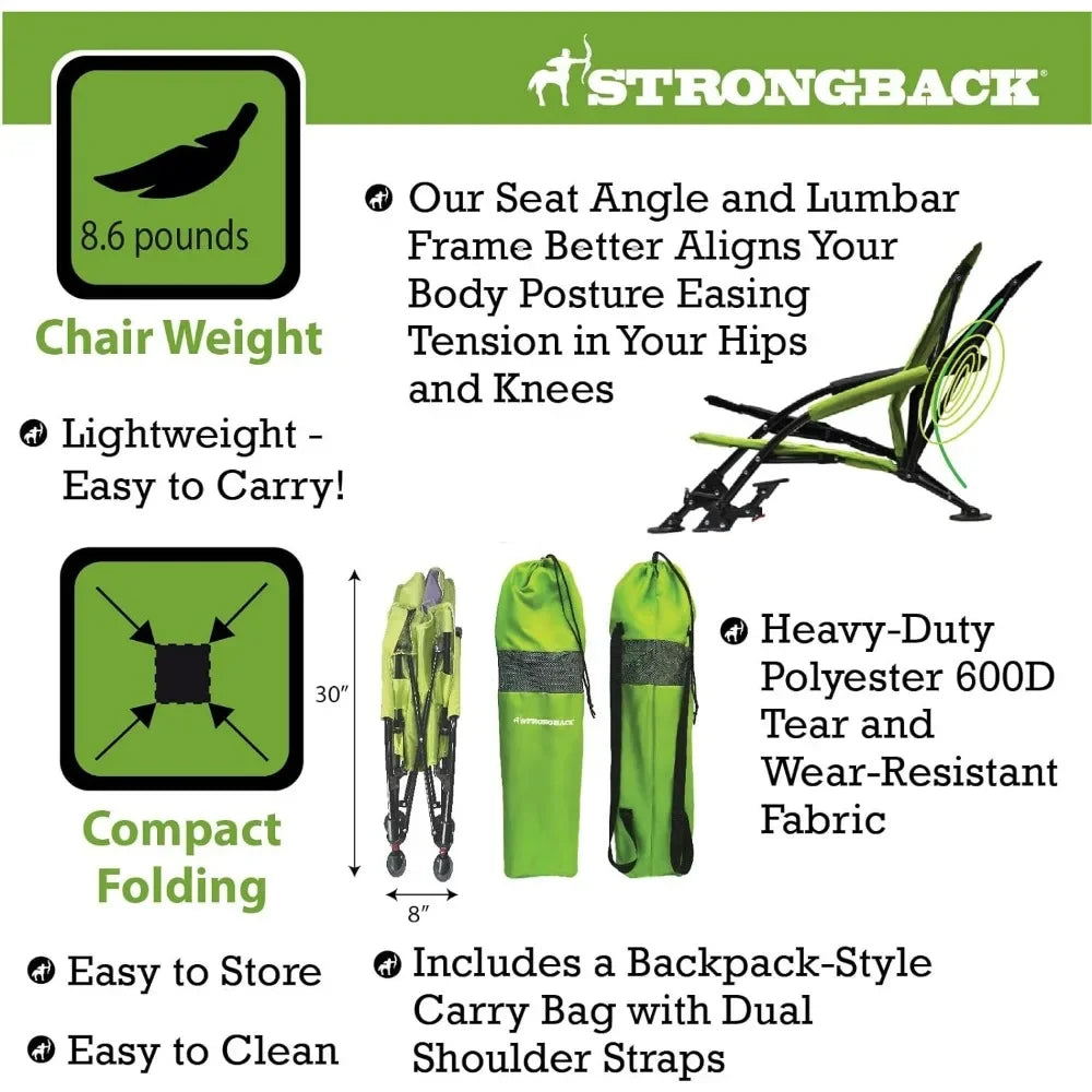 Low Gravity Recliner Portable Beach Chair with Built-In Lumbar Support