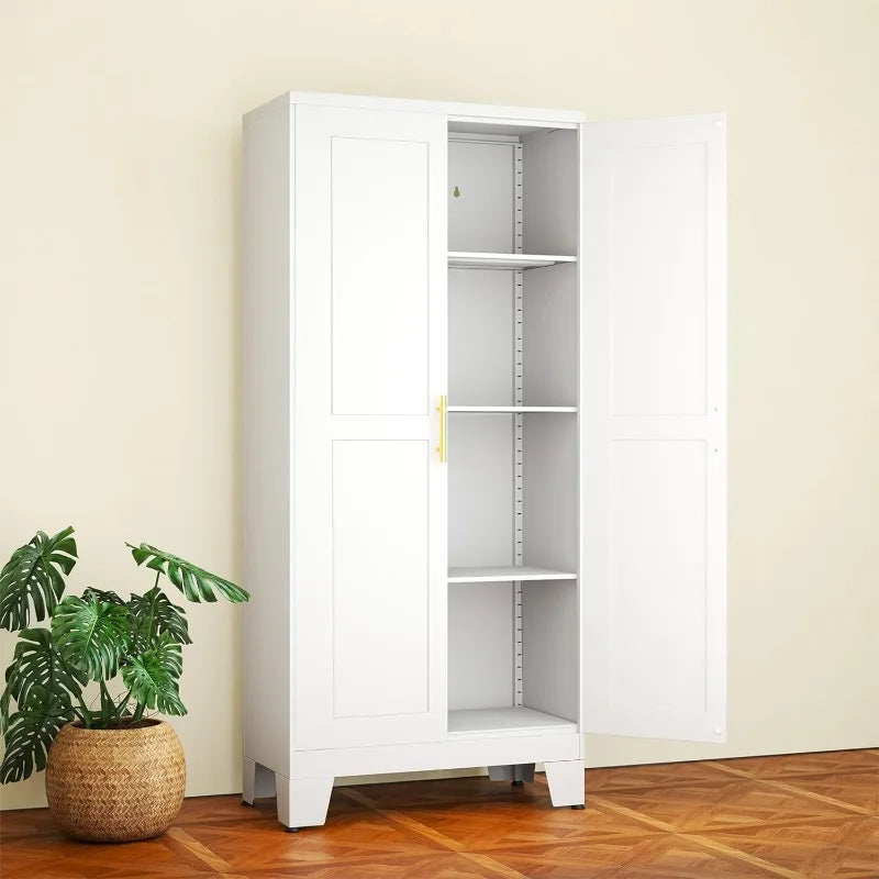 Powder Coated Metal Cabinet 61" with Adjustable Shelves, Double Door Steel Storage Cabinet