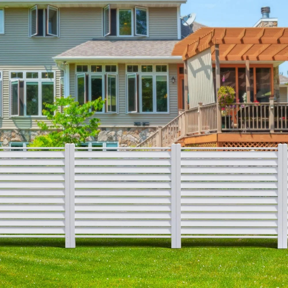 Air Conditioner Vinyl Privacy Fence, 48" Square Panels (2x), Can be Assembled in an "L" Shape or a Straight Line, 4 Metal Stakes Included