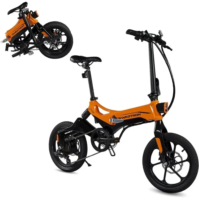 Folding Electric Bike with Removable Battery, 16" Wheels, 7-Speed