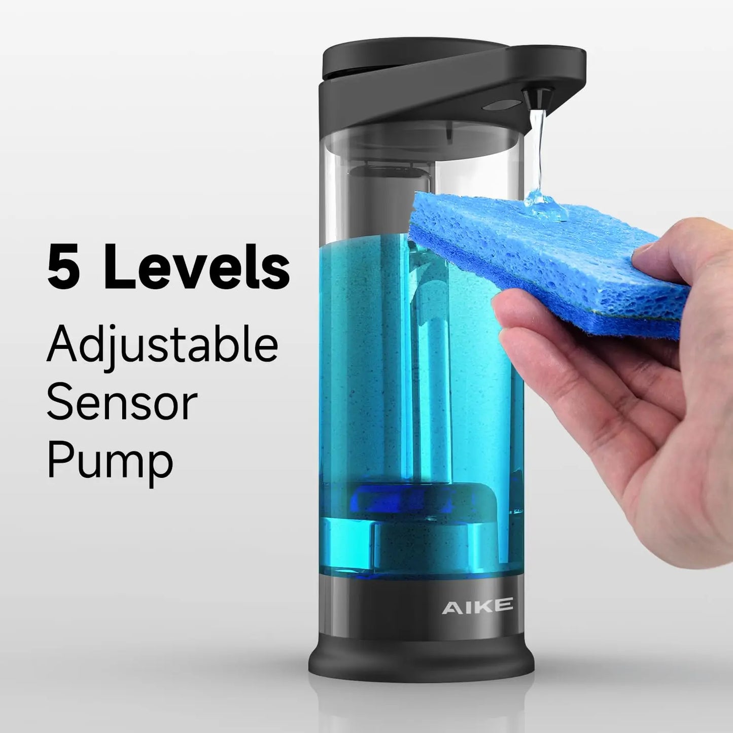 Automatic Liquid Soap Dispenser with Built-In Lithium Battery, Type-C Charging Port , 5 Adjustable Dispense Amounts & Wall or Countertop Mount