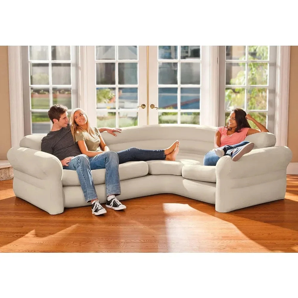 Inflatable L-Shaped Lounge Sofa with 2-in-1 Valve that Ensures a Quick Inflating & Deflating Process