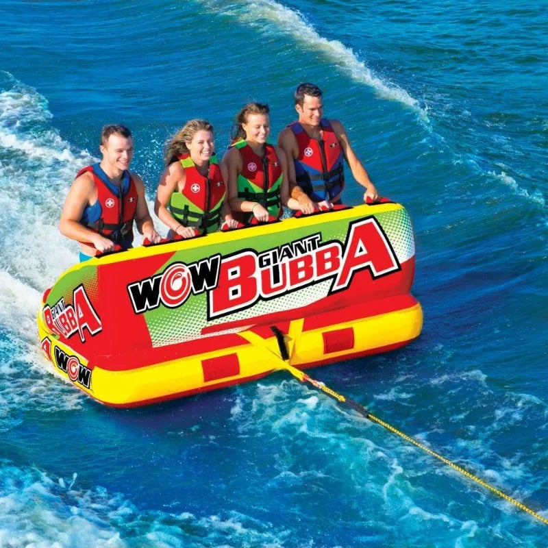 Giant Bubba Towable Tube with High Backseat, Sidewalls, Back & Front Tow Points, 1- 4 Riders, Speed Valves for Faster Inflation & Deflation