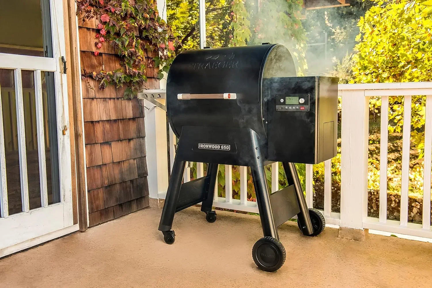 Electric Wood Pellet Grill & Smoker with Wi-Fi & App Connectivity, 650 sq in of Grilling Area & Porcelain Grill Grates