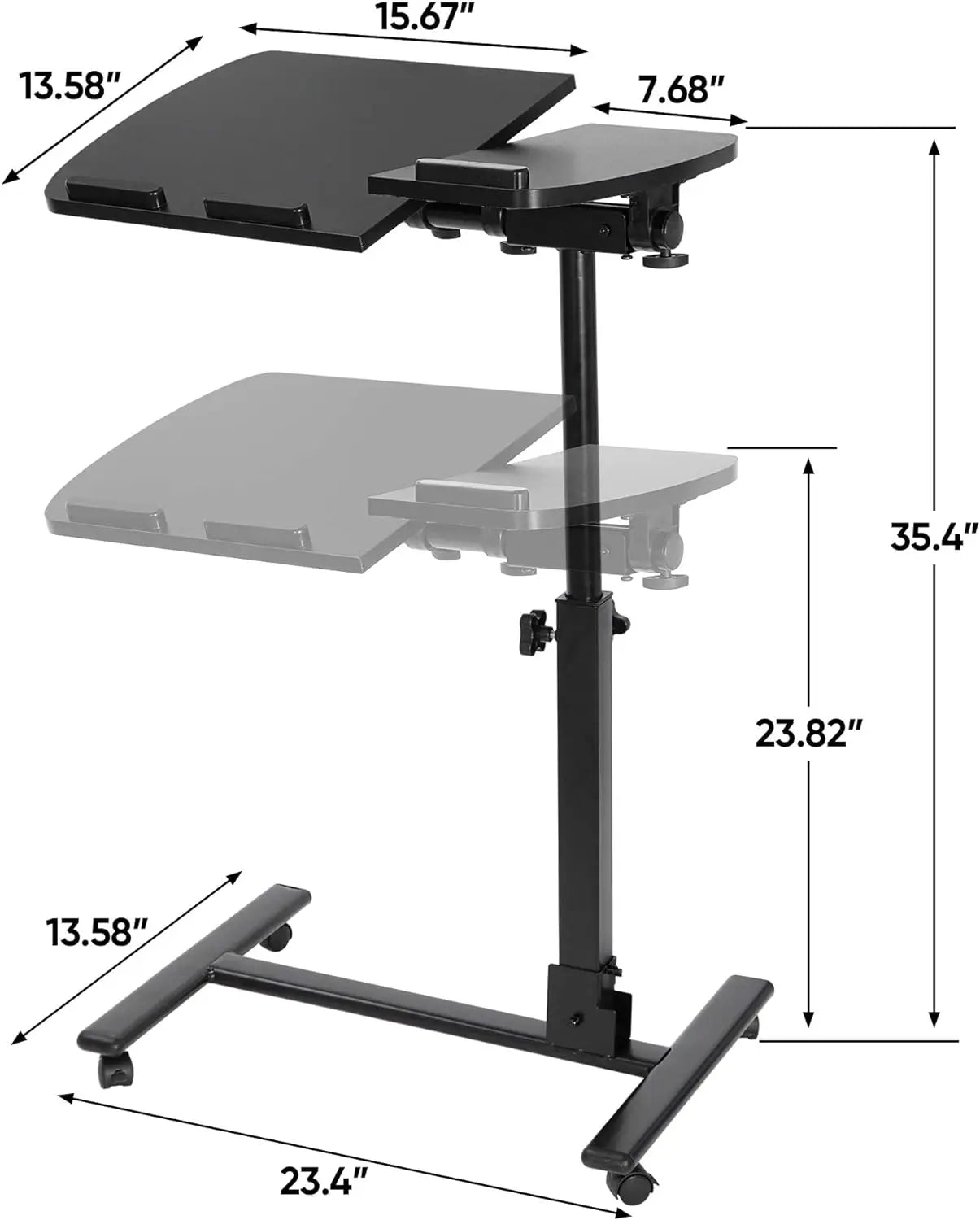 Rolling Laptop Stand with Adjustable Height, 360° Rotation & 180° Tilt Tray, 4 Style Choices