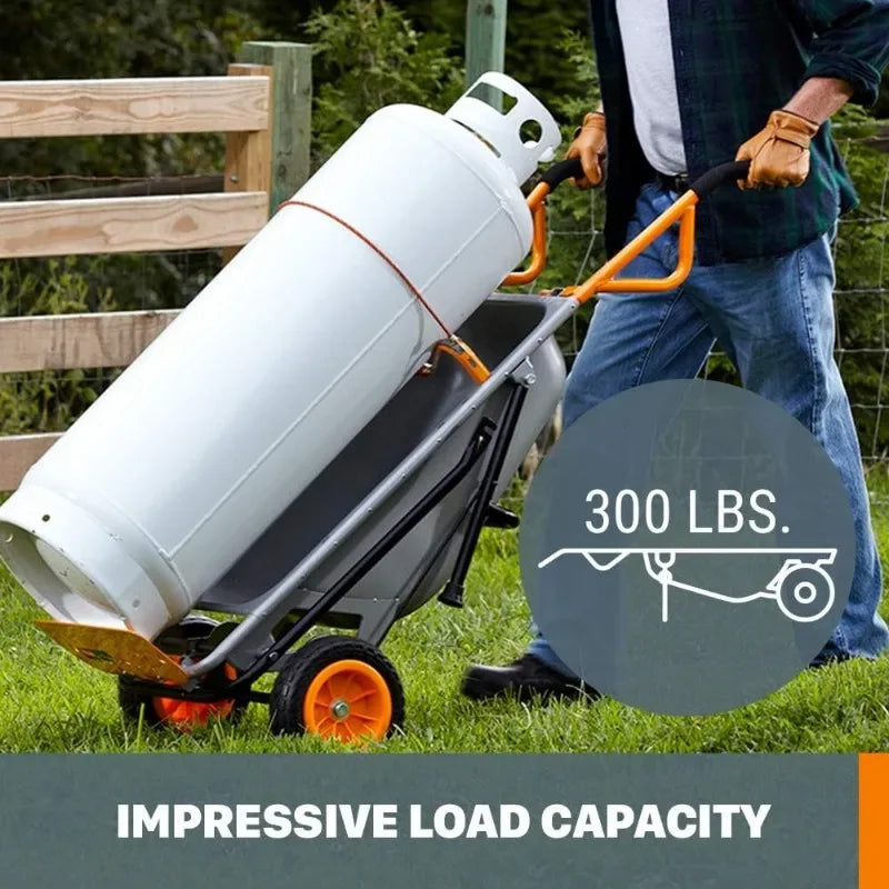 Wheelbarrow Style Dolly, 8-in-1 Functions, Flat-Free Tires, Turbo Lift Design; 200 lbs. Feels Like Lifting 17 lbs.