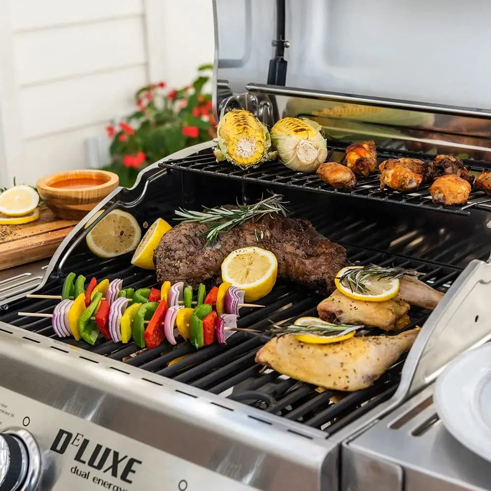 2-Burner Propane Gas 28,000 BTUs Grill with Warming Rack, Foldable Side Shelves & Porcelain Cast-Iron Cooking Grates