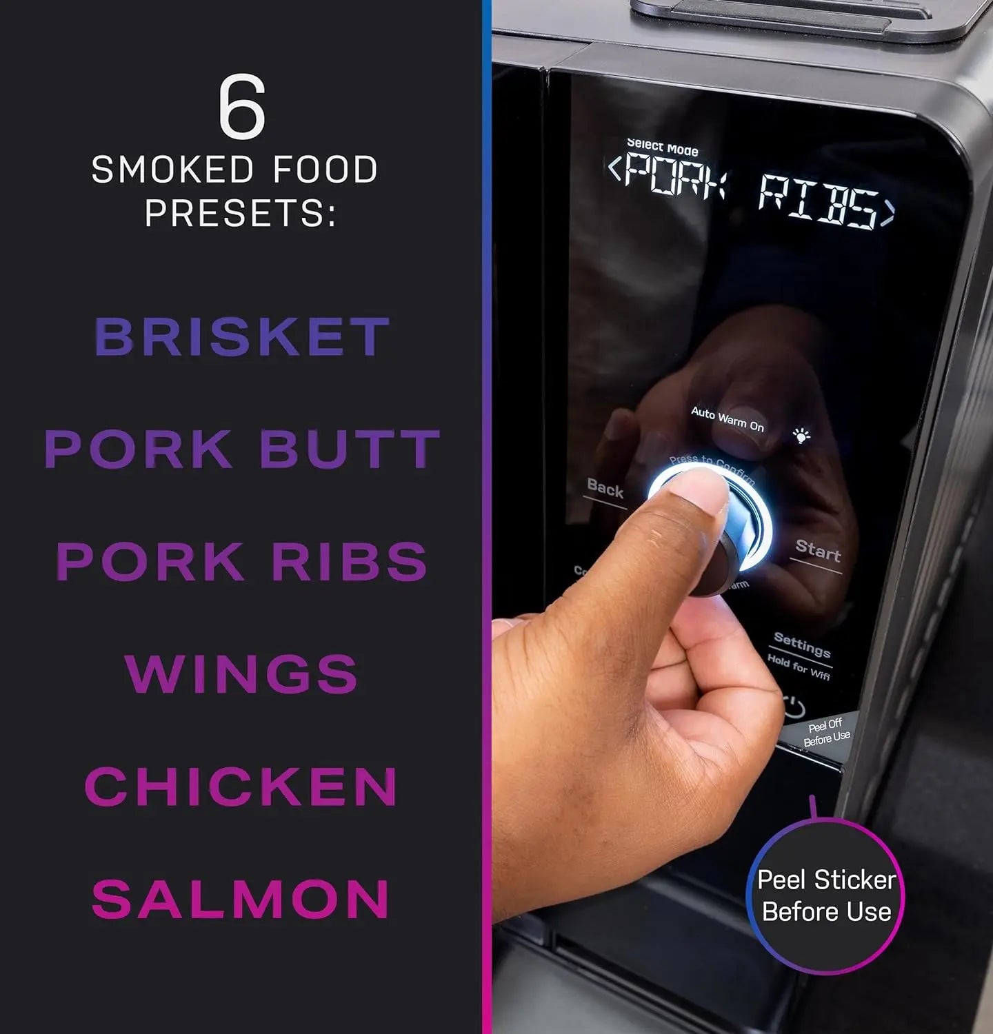 Smart Indoor Electric Smoker with Active Smoke Filtration, Precision Smoke Control, 5 Smoke Settings & Wi-Fi Connected