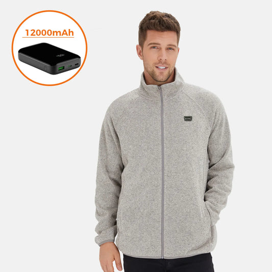 Heated Fleece Full Zip Jacket with Battery Pack 12000mAh