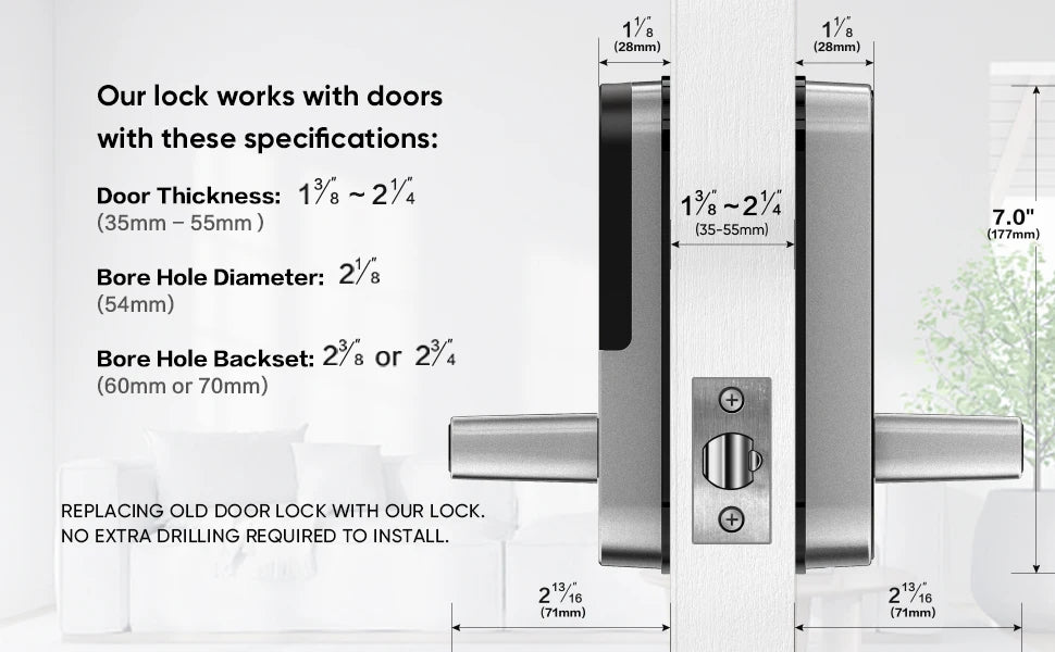 Wi-Fi Digital Fingerprint Front Door Lock with Handle, Generate 5 Different Types of Access Codes, App/Software is Free