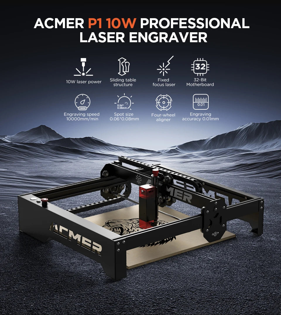 Powerful Laser Engraving Machine 10W, Wi-fi APP, Control Laser Engraving & Cutting Machine