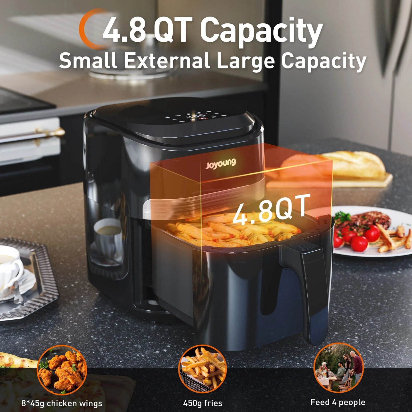 Multi Tasker Air Fryer 4.5L with Digital LED Touch Screen, 1400W, 8 Auto Programs