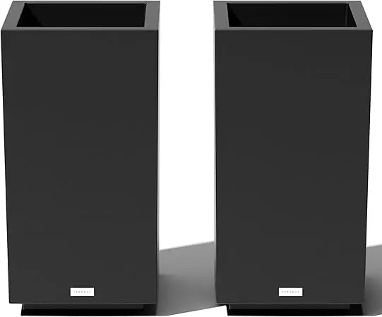 Series Pedestal Tall Planters for Indoors or Outdoors with Removable Insert Bucket. Double Wall Construction & Lightweight