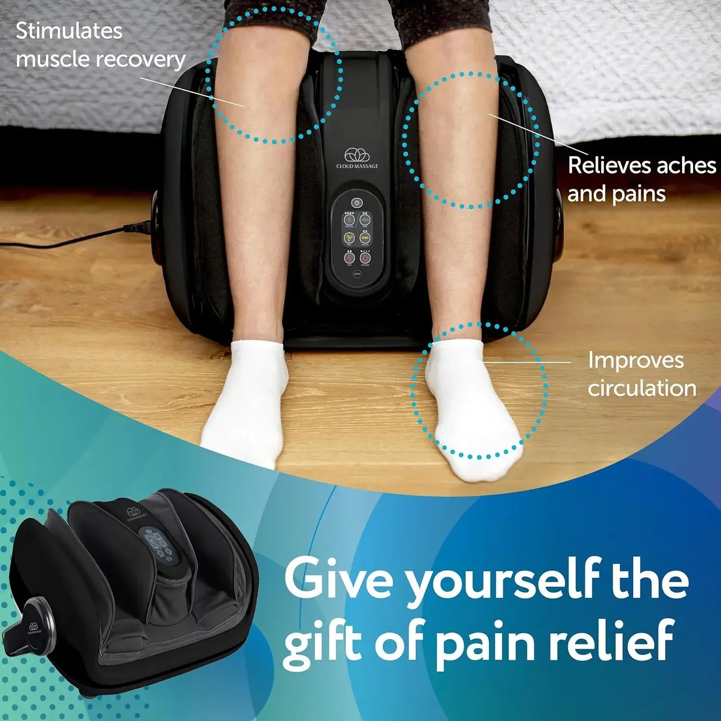 Shiatsu Massager with Remote, Complete Massage of Feet, Ankles & Calves, 5 Modes for Comfort, 4 Levels of Intensity & 2 Levels of Heat