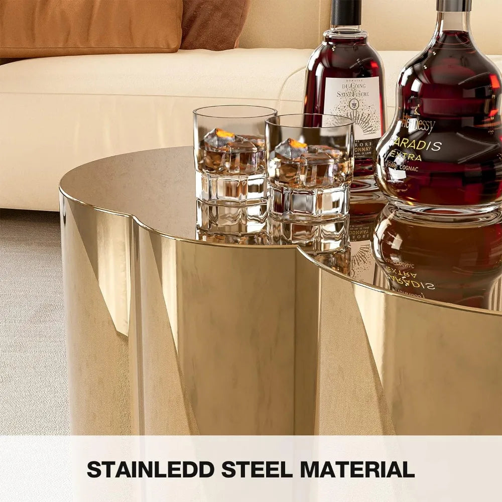 Small Cloud Design Gold Stainless Steel Coffee Table, Durable & Sleek Finish Accent Table