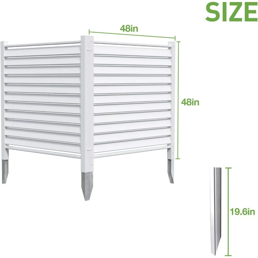 Air Conditioner Vinyl Privacy Fence, 48" Square Panels (2x), Can be Assembled in an "L" Shape or a Straight Line, 4 Metal Stakes Included