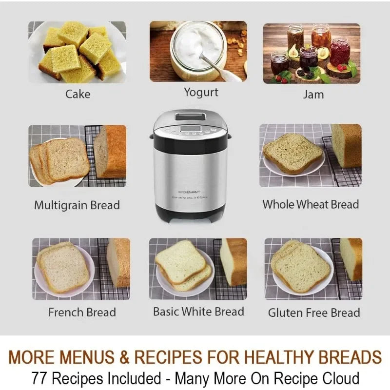 Stainless Steel SMART Bread Maker Machine 29-in-1 with Gluten Free Setting, 21 Bread Menus, 7 Non Bread Menus, 3 Loaf Sizes & 3 Crust Colors