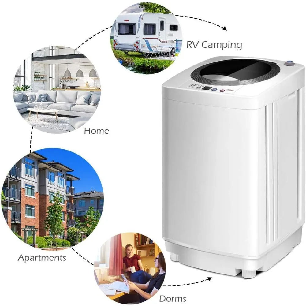 Compact Portable Washing Machine with Full Automatic Washer & Spinner Combo, Built-in Pump Drain, 8 lbs. Capacity & 6 Programs & 3 Water Levels