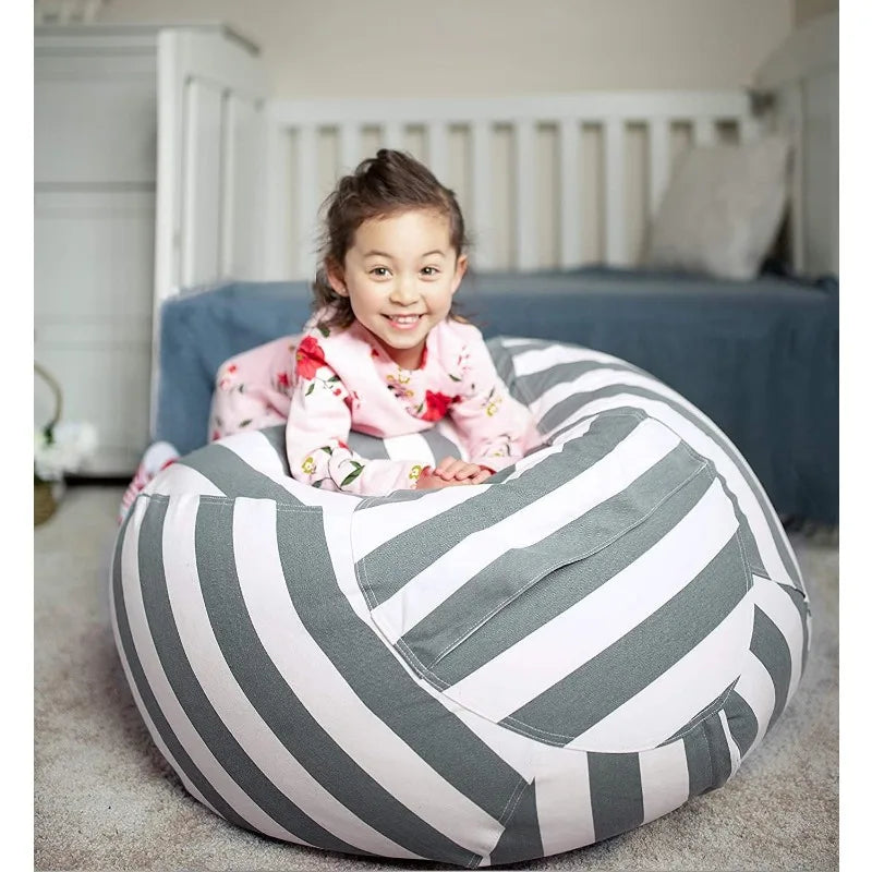 Zipper Bag 48" for Stuffed Toy Storage, Beanbag Chair Cover for Kids, Child Finger Friendly Zipper