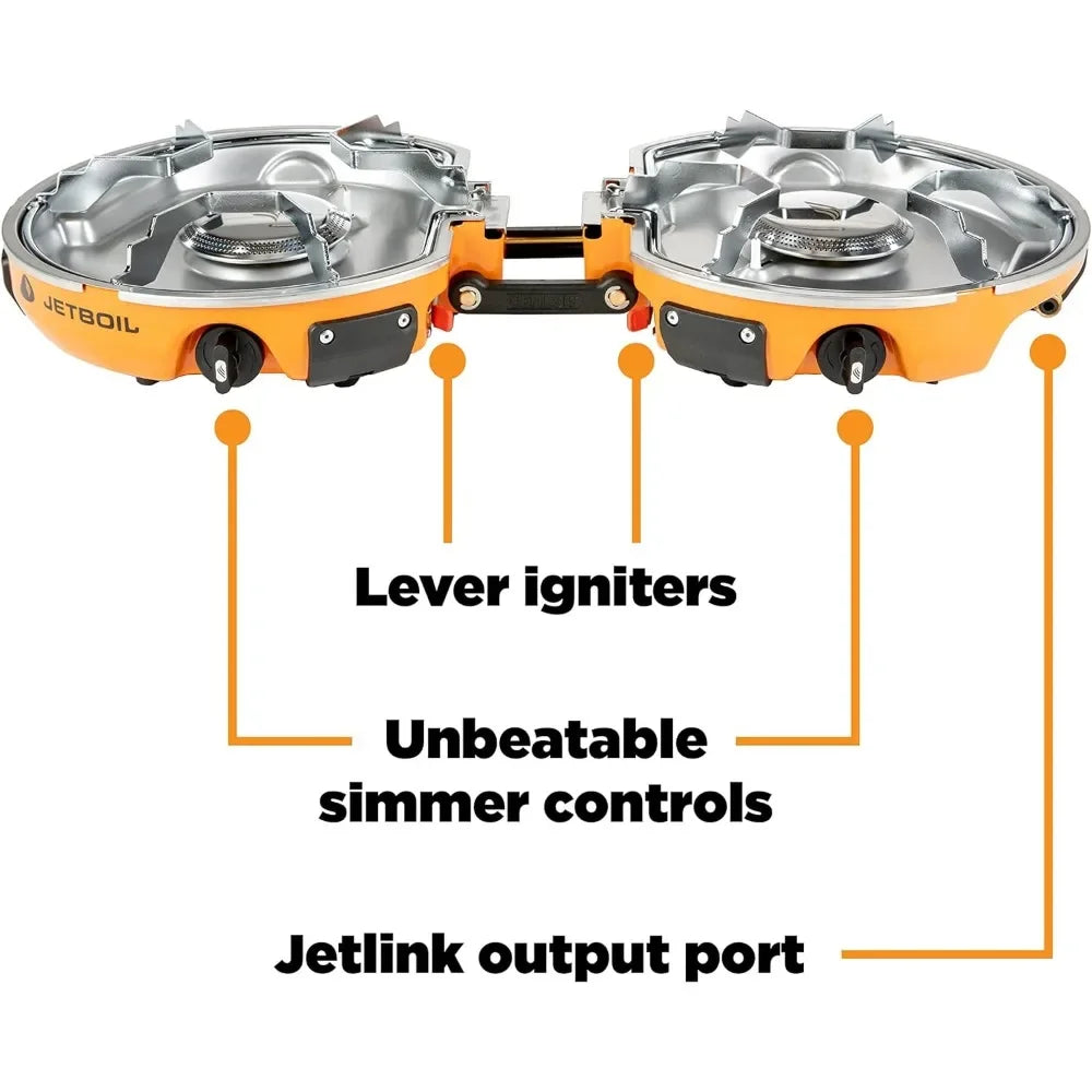 Compact 2 Burner Camping Stove, Folds in Half