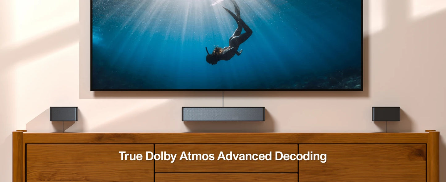 Soundbar with 2 Speakers & Subwoofer, Dolby Atmos 5.1 Surround Sound System for TV, Deep Bass, Home Theater TV Speakers