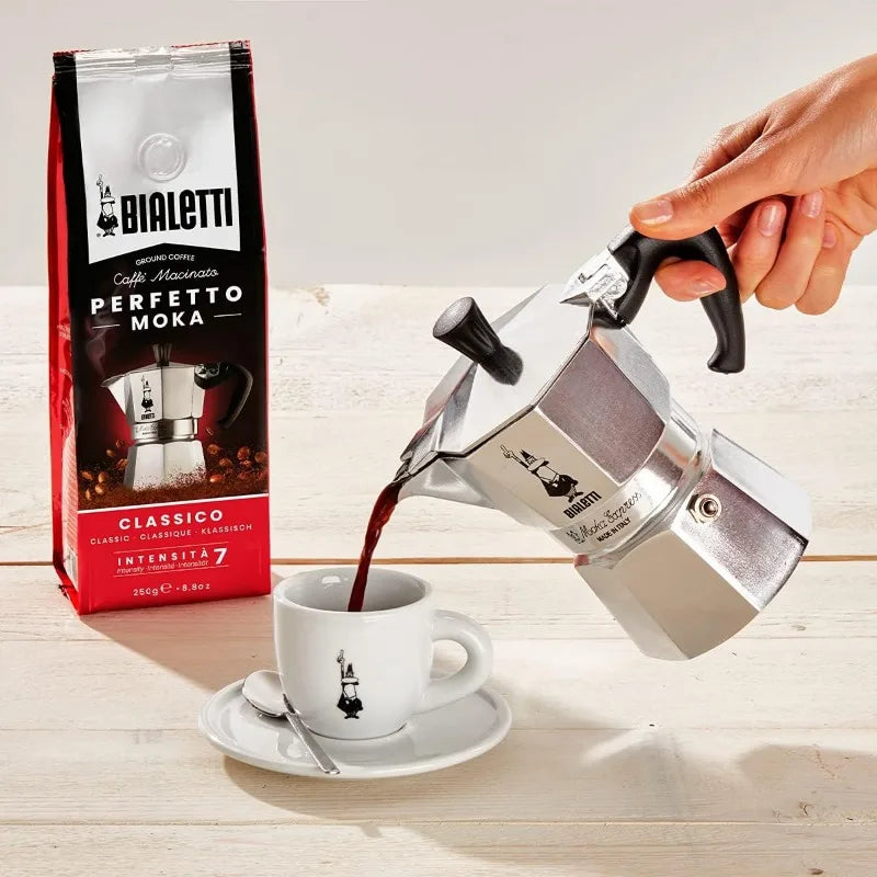 The Original Stovetop Espresso Maker, Makes 12 Cups of Real Italian Coffee, Patented Safety Valve & Ergonomic Handle