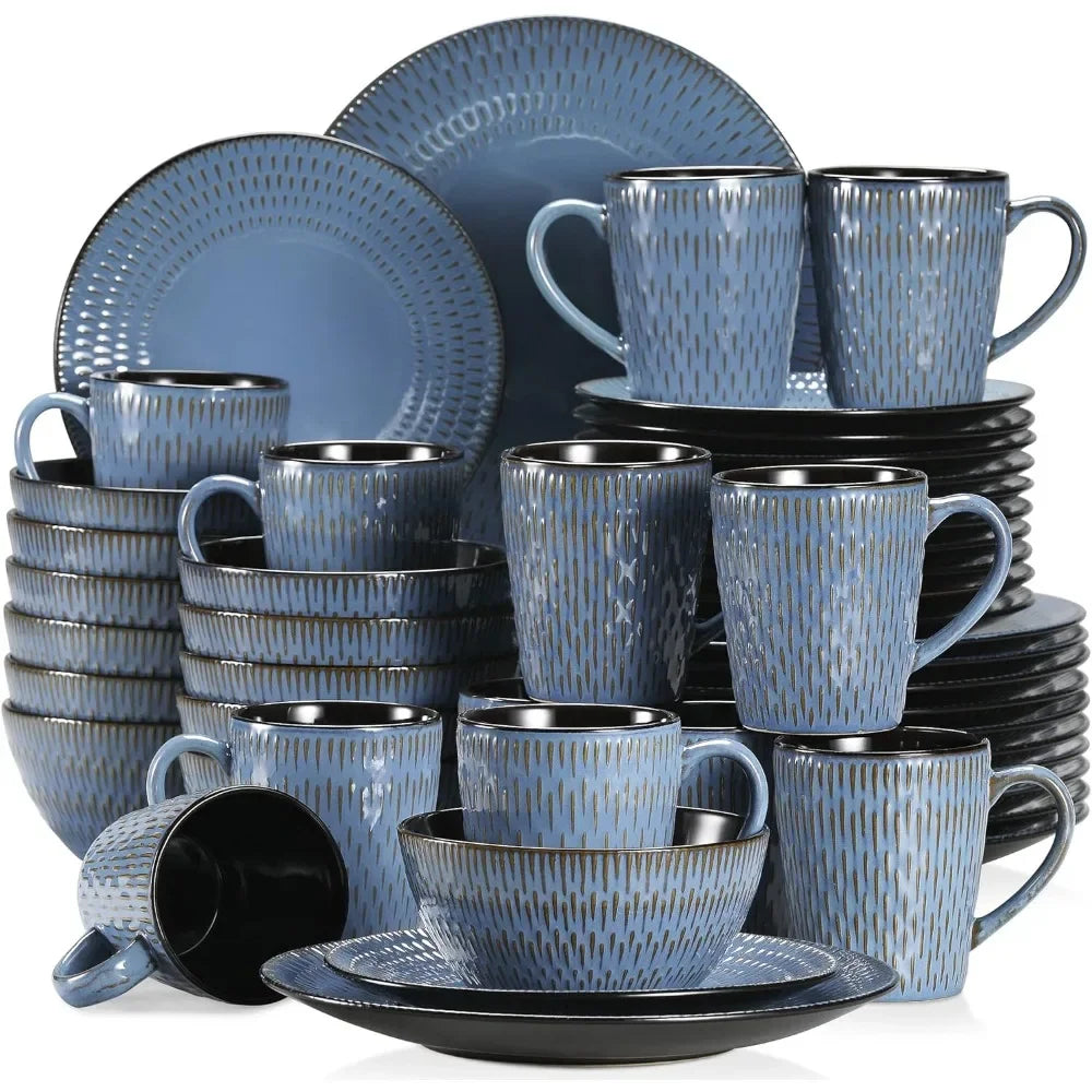 Tableware Set 48pcs , Retro Blue