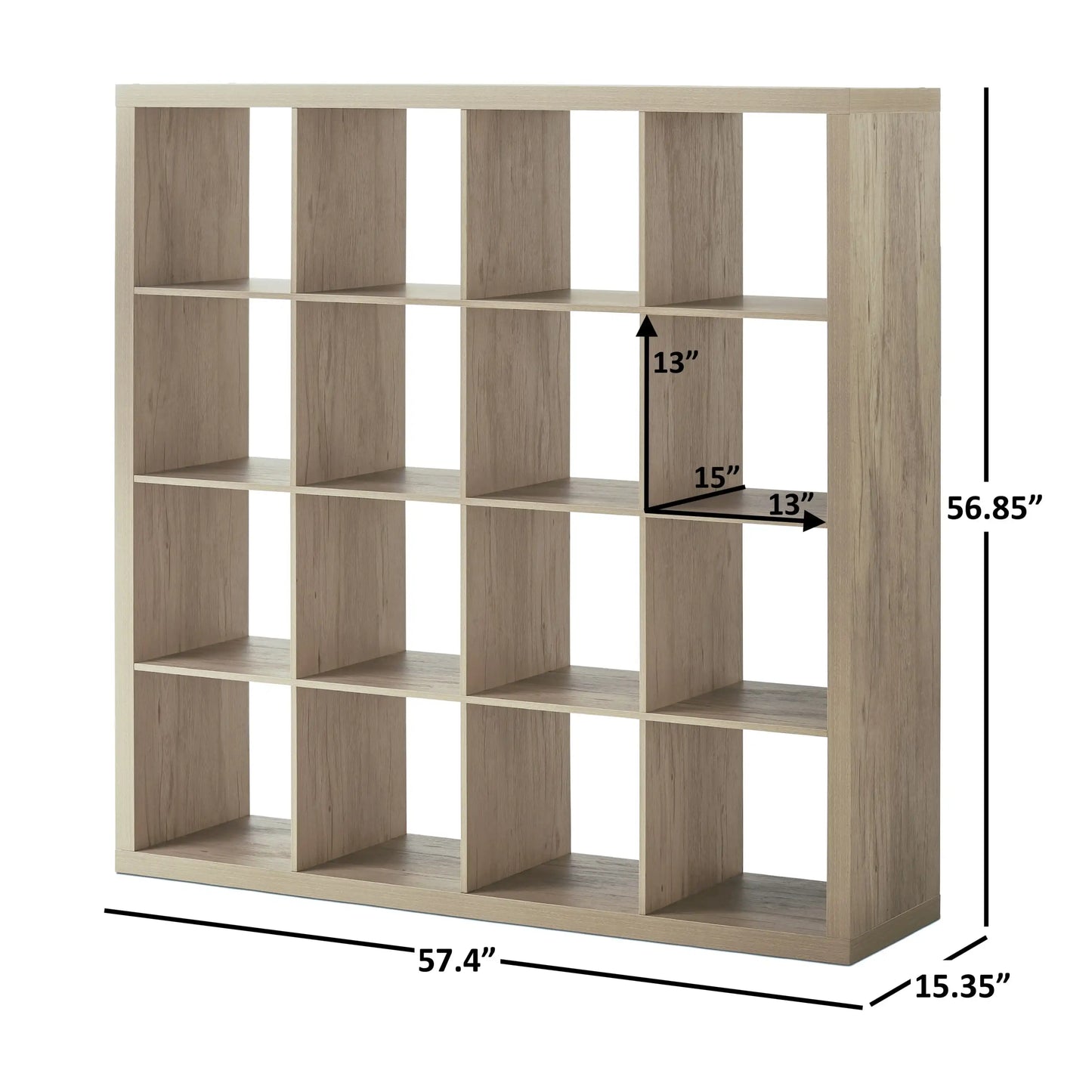 Display or Storage Organizer, 16 Compartments with Open Back Design, Each Cube Supports 30lbs.