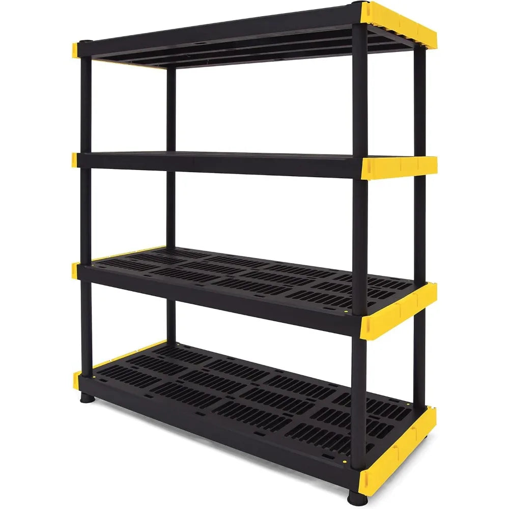 Black & Yellow® Shelving Unit & Heavy Duty Storage Containers, Extremely Durable®, Includes Shelf & 8 Pieces of 27 Gallon Containers