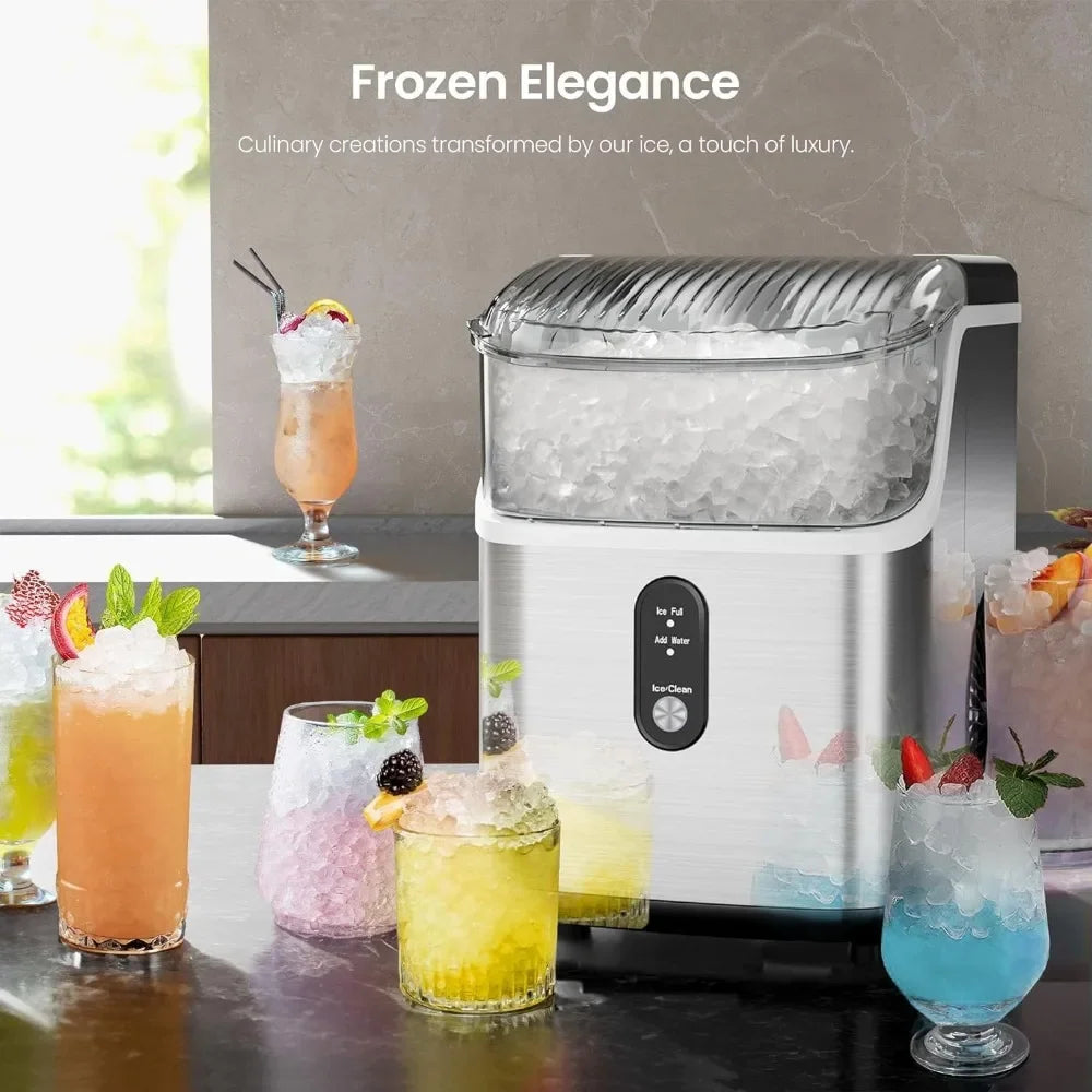 Self Cleaning Ice Machine with Scoop & Basket, Makes 35lbs. of Chewable Nugget Ice Per Day