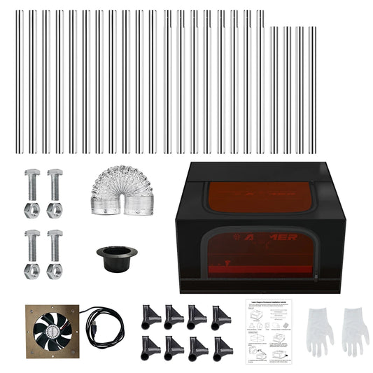 Laser Engrave Machine Protective Enclosure, Fireproof, Dustproof, Smoke Exhaust Fan, Eye Protection & Noise Reduction