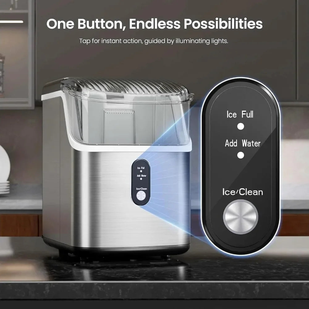 Self Cleaning Ice Machine with Scoop & Basket, Makes 35lbs. of Chewable Nugget Ice Per Day