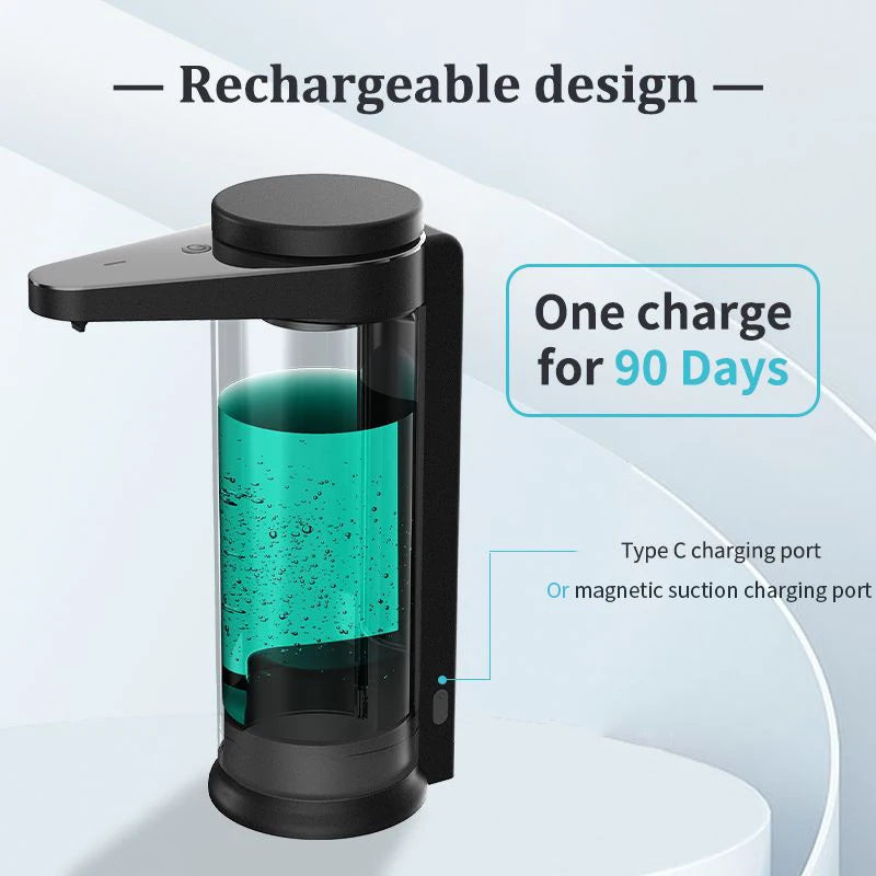 Automatic Liquid Soap Dispenser with Built-In Lithium Battery, Type-C Charging Port , 5 Adjustable Dispense Amounts & Wall or Countertop Mount